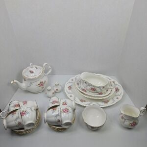 Royal Albert Tranquillity Tea Set Gravy Boat Teapot Pink Rose Bone China England